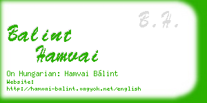 balint hamvai business card